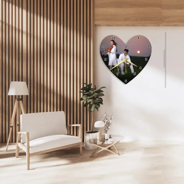 UV Acrylic Wall Clock -Love shape - Image 2