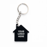 Customized Acrylic House Shape Keychain – Black | Engraved Branding Keychain | Best option for Corporate Branding & Promotions