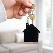 Customized Acrylic House Shape Keychain – Black | Engraved Branding Keychain | Best option for Corporate Branding & Promotions - Image 2