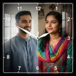 2 Photos Collage Square Acrylic Wall Clock